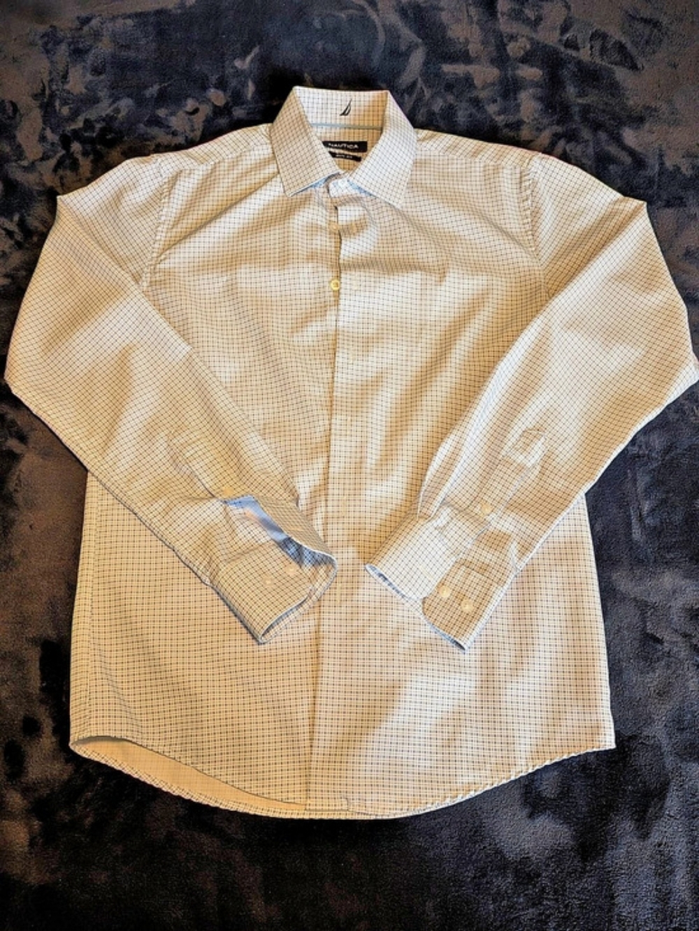 Nautica Slim Fit Checkered Button Down in White & Blue